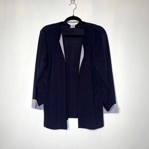 Exclusively Misook Open Cardigan Blazer Black Light Purple Size S